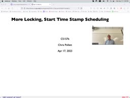 20 Apr 17 More Locking, Timestamp Scheduling[Video]