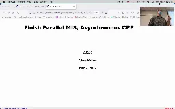 12 Mar 7 Finish Parallel MIS - Start CCP[Video]