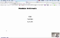 17 Apr 4 Modular Arithmetic[Video]