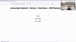 19 Nov 2 JS Control - Arrays - Functions - OO[Video]