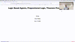 14 Oct 17 Logic Based Agents - Propositional Logic[Video]
