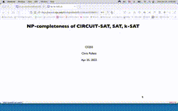 22 Apr 25 NP-Completeness Circuit SAT[Video]