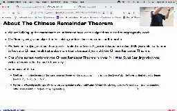 19 Apr 13 Chinese Remaindering Discrete Log RSA (partial - battery died)[Video]