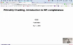 19 Apr 11 Primality Checking[Video]