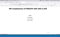 22 Apr 25 NP-Completeness Circuit SAT[Video]