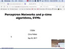 08 Sep20 Perceptron Networks and p-time algorithms - SVMs[Video]