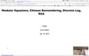 18 Apr 10 Modular Equation - Chinese Remaindering - Discrete Log[Video]