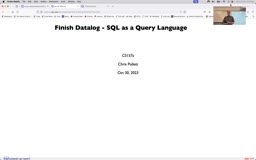 18 Oct 30  Finish Datalog - SQL as a Query Language[Video]