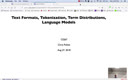 02 Aug 27 Text Formats Tokenization Term Distributions Language Models[Video]
