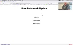 06 Sep 11 More Relational Algebra[Video]
