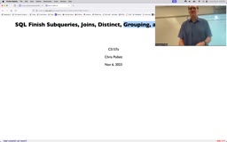 20 Nov 6 SQL Subqueries, Joins, Aggregations[Video]