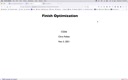 19 Nov 3 Finish Optimization[Video]