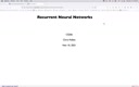 21 Nov 10 Recurrent Neural Networks[Video]