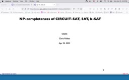 22 Apr 25 NP-Completeness Circuit SAT[Video]