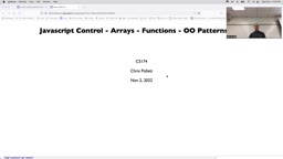 19 Nov 2 JS Control - Arrays - Functions - OO[Video]